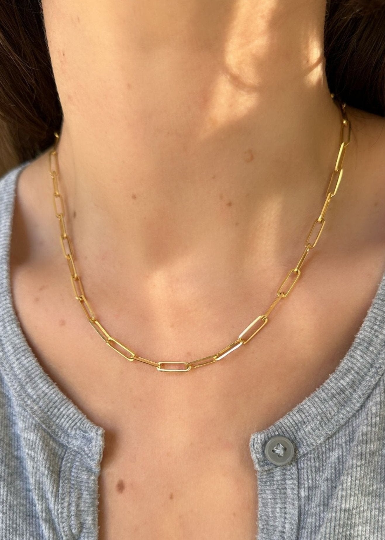 XL Paper Clip Necklace (10k Solid Gold)