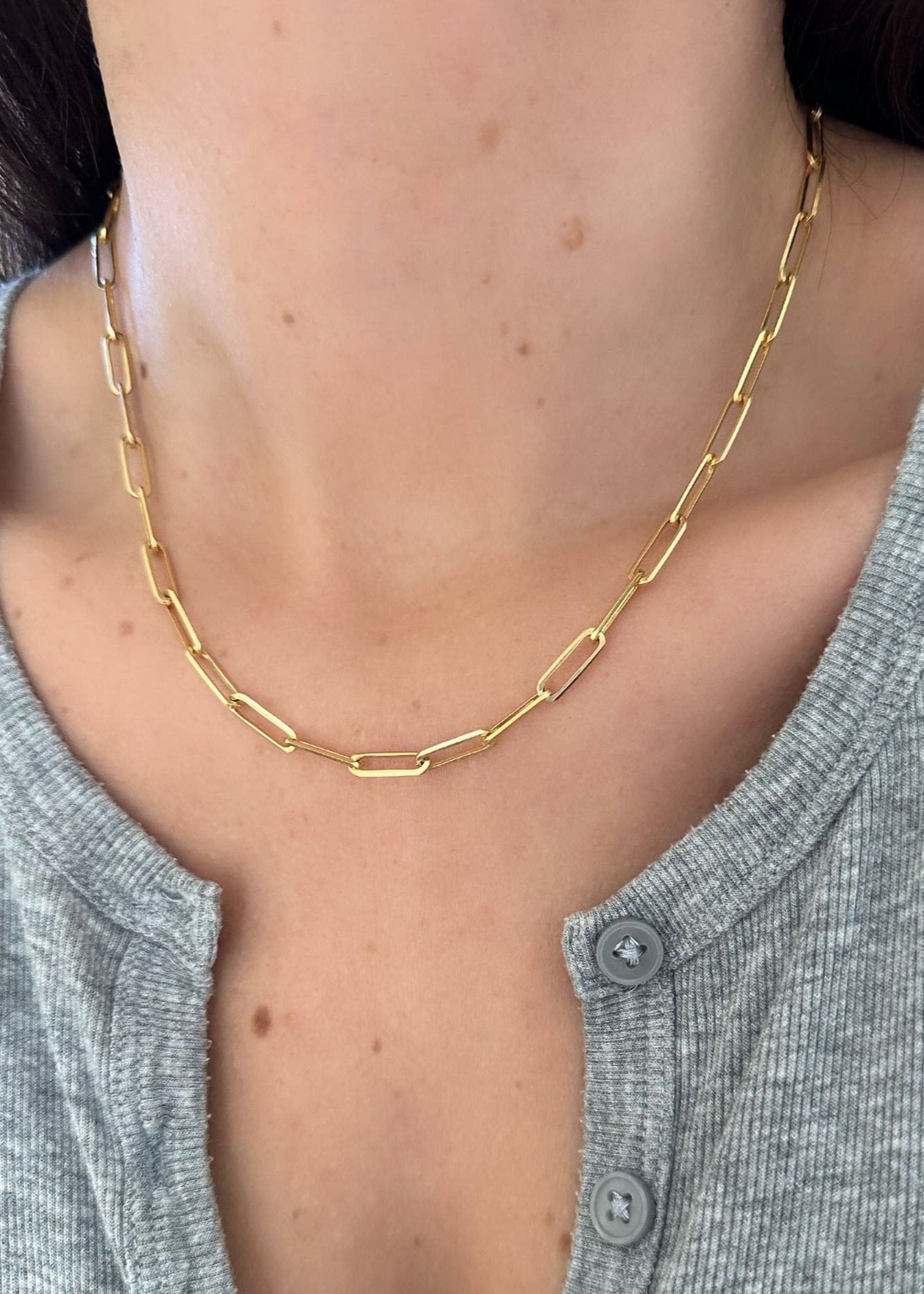 XL Paper Clip Necklace (10k Solid Gold)