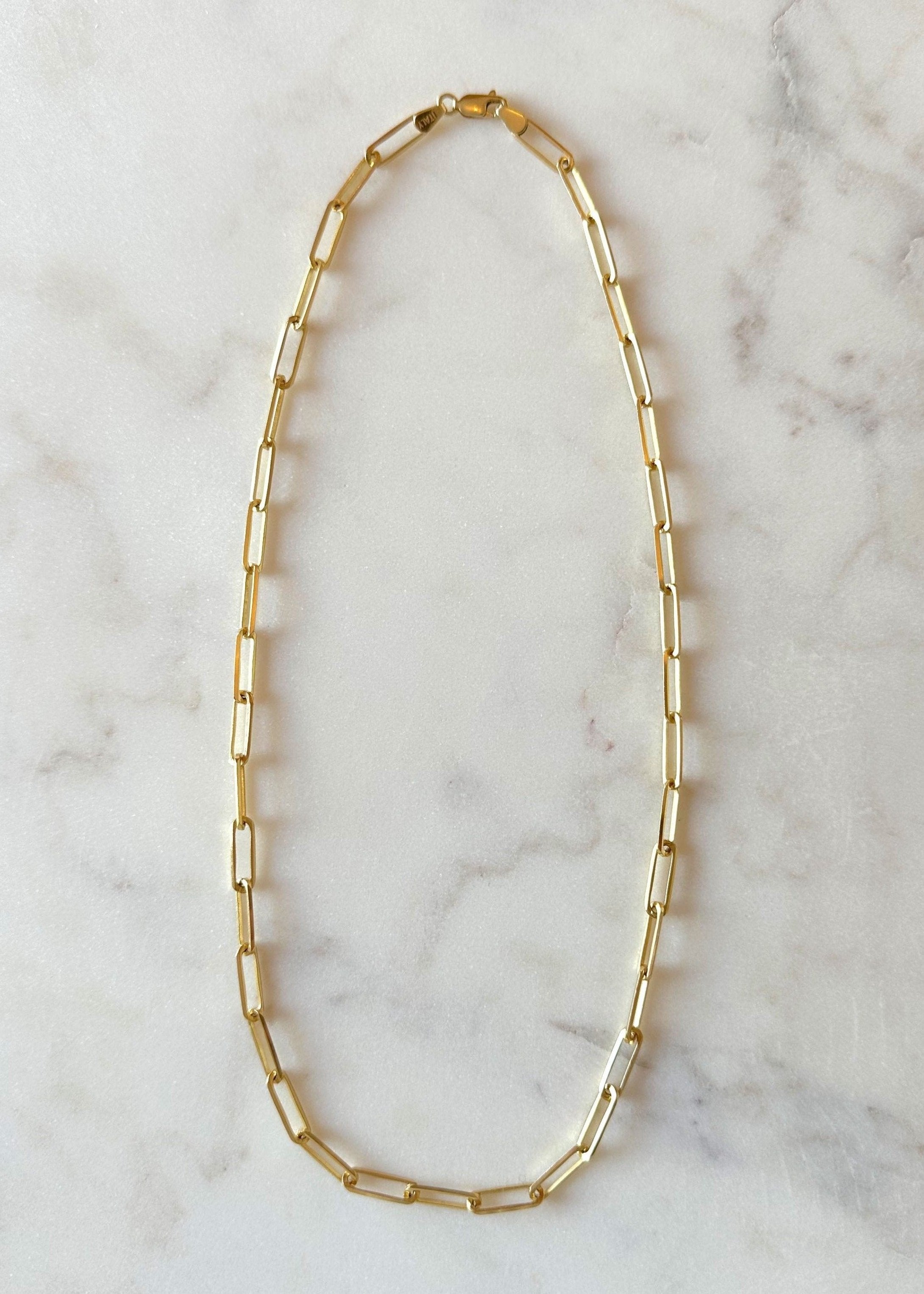 XL Paper Clip Necklace (10k Solid Gold)