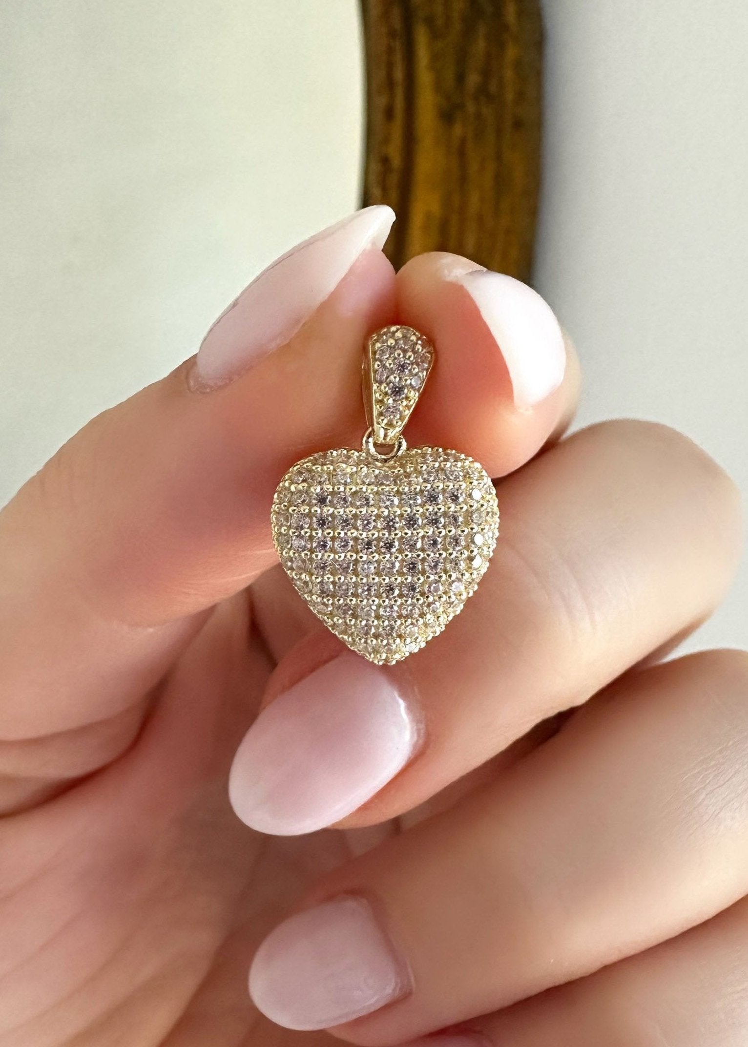 Crystal Heart Pendant - 10k Gold