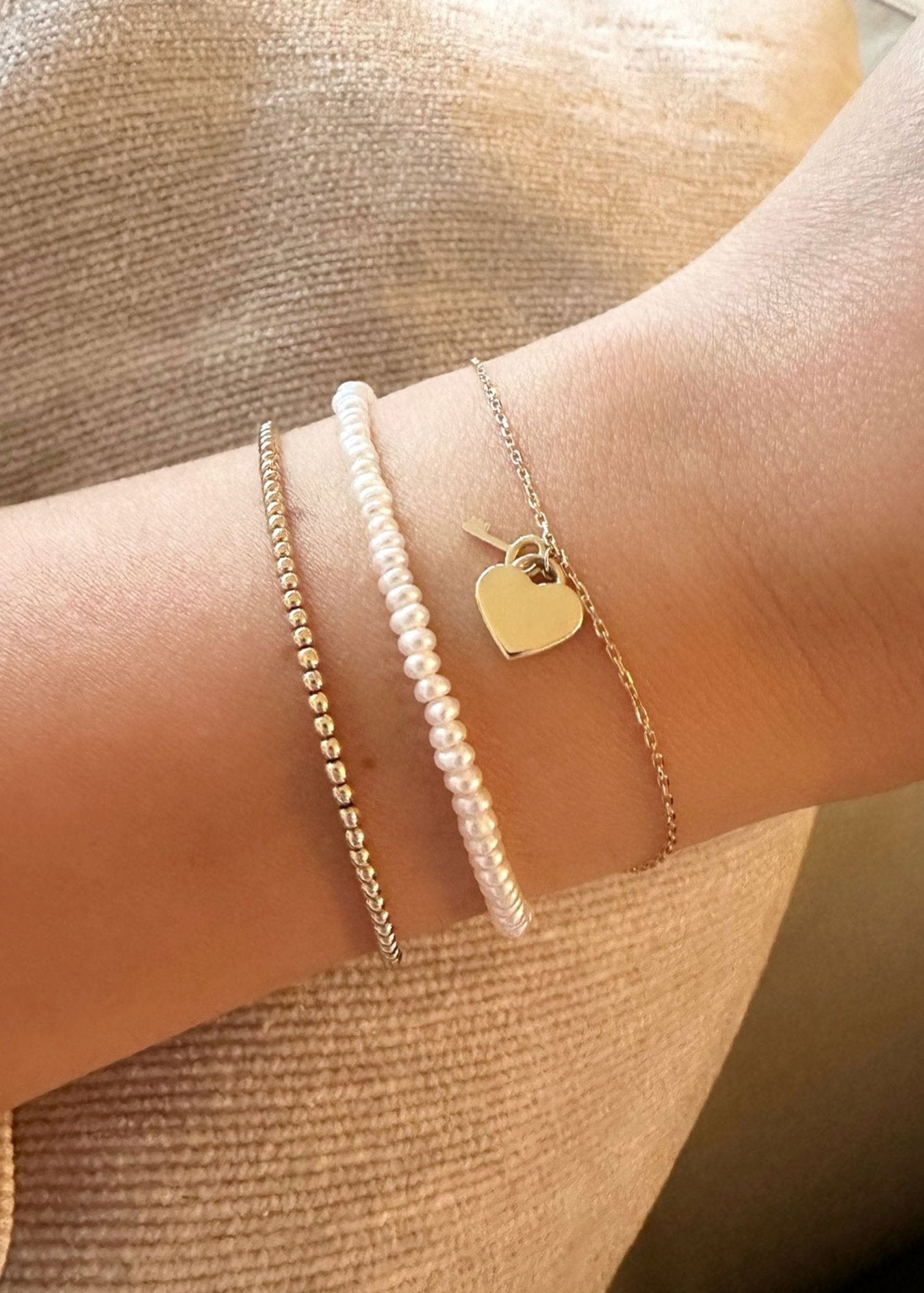 Heart + Locket Bracelet - 10k Gold