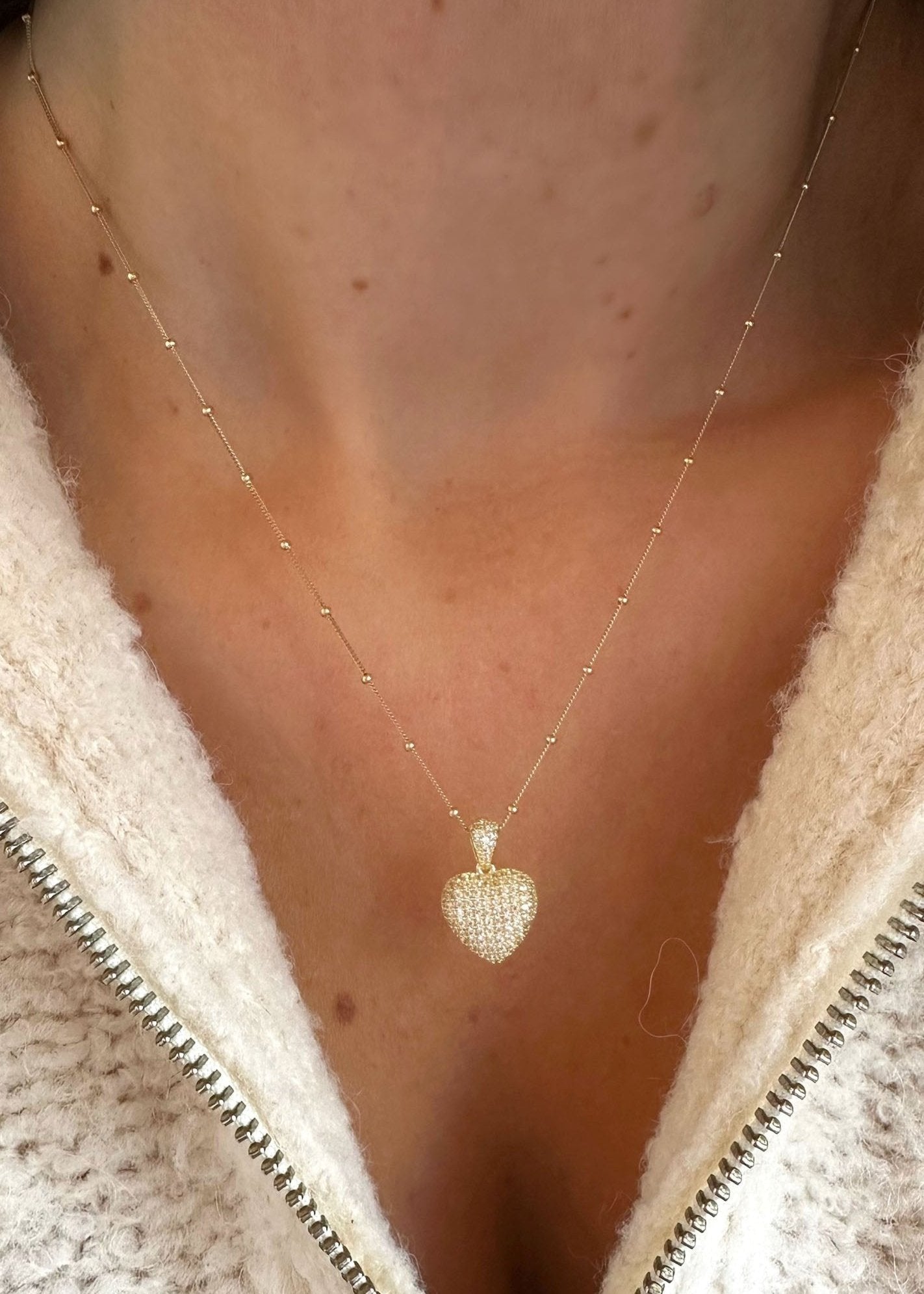 Crystal Heart Pendant - 10k Gold