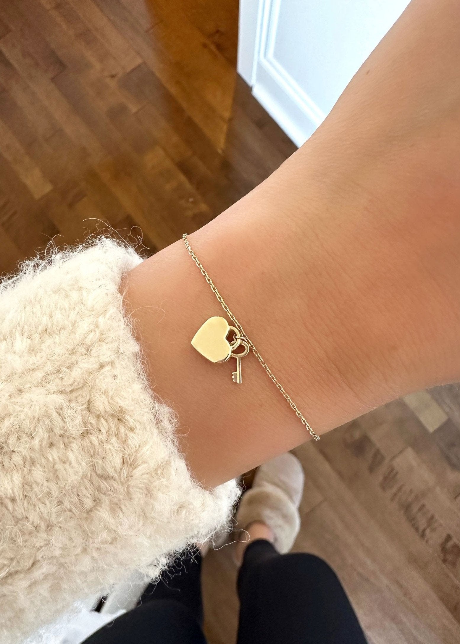 Heart + Locket Bracelet - 10k Gold