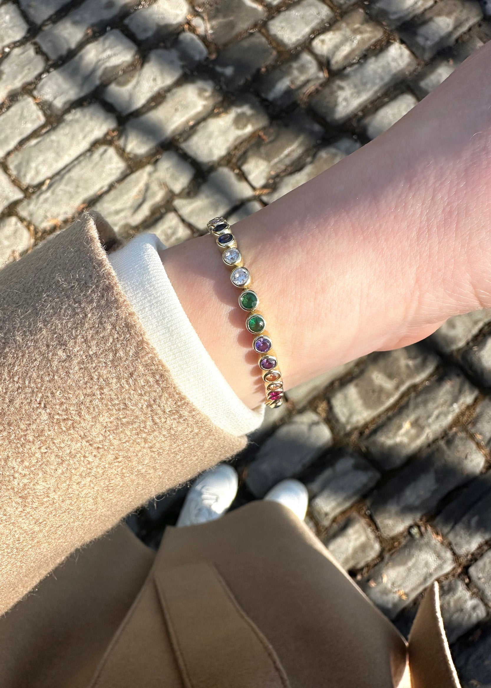 Bezel Multicolor Bracelet - 10k Gold
