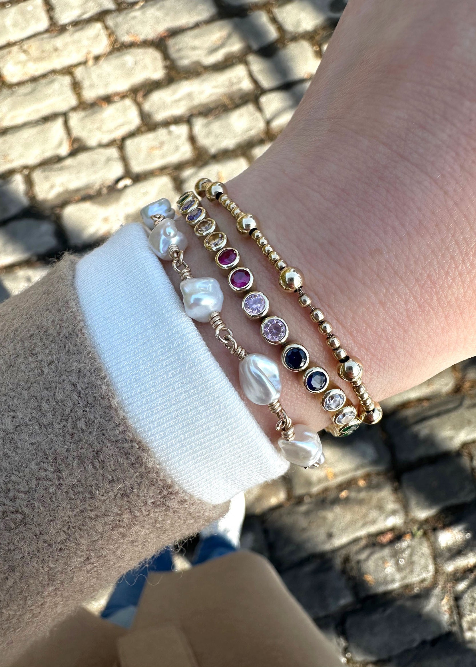 Bezel Multicolor Bracelet - 10k Gold