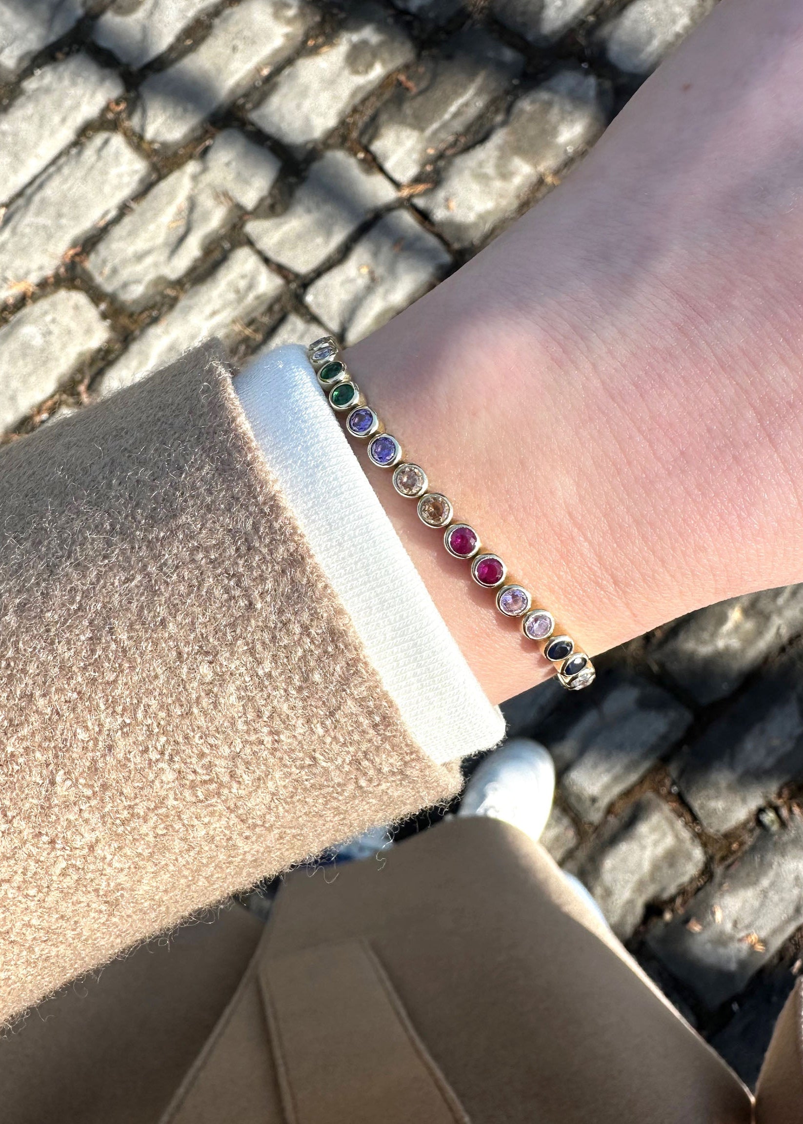 Bezel Multicolor Bracelet - 10k Gold