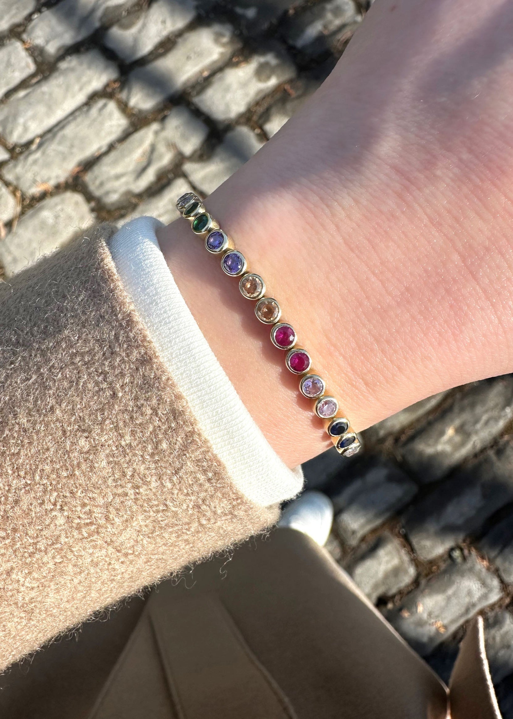 Bezel Multicolor Bracelet - 10k Gold
