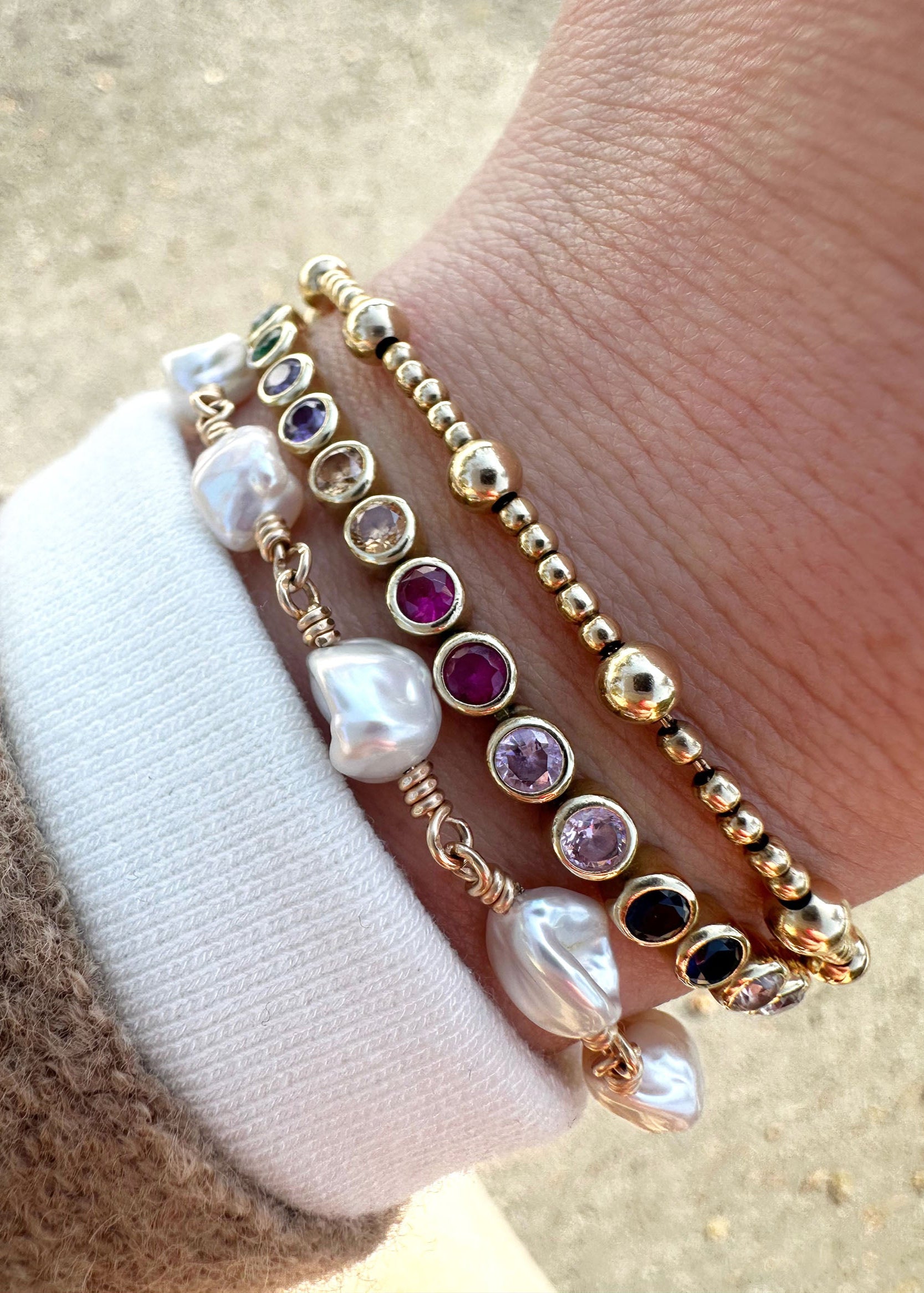 Bezel Multicolor Bracelet - 10k Gold