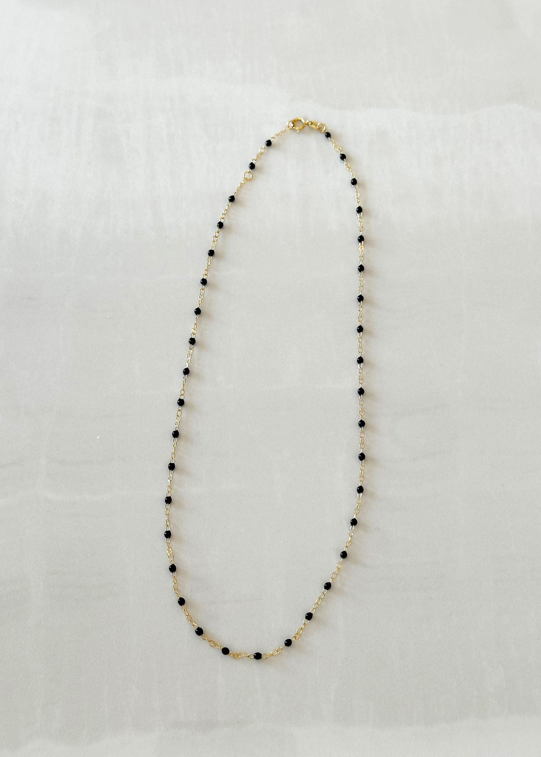 Enamel Necklace (Black) - 14k Gold