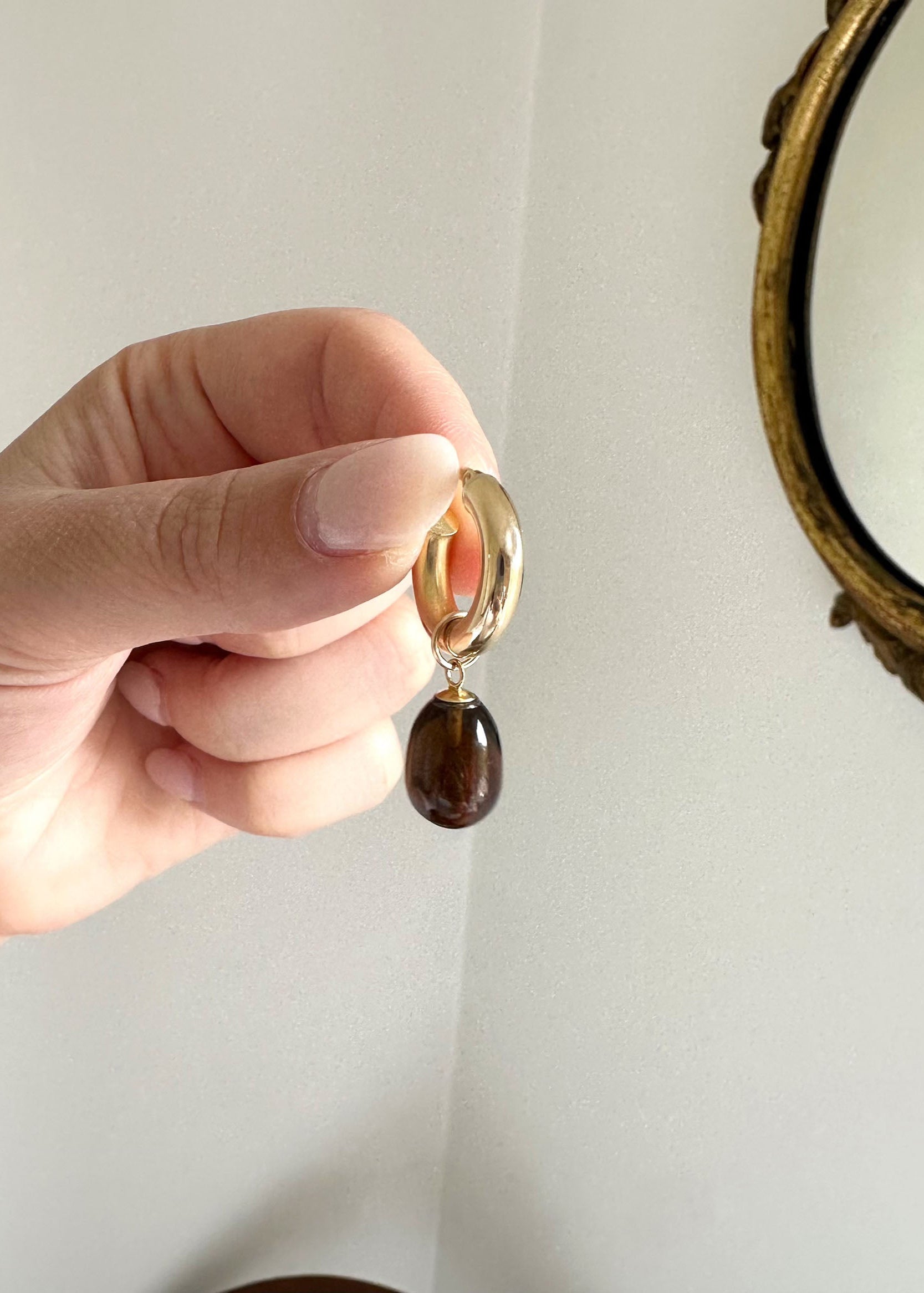 Cognac Quartz Hoop Charms