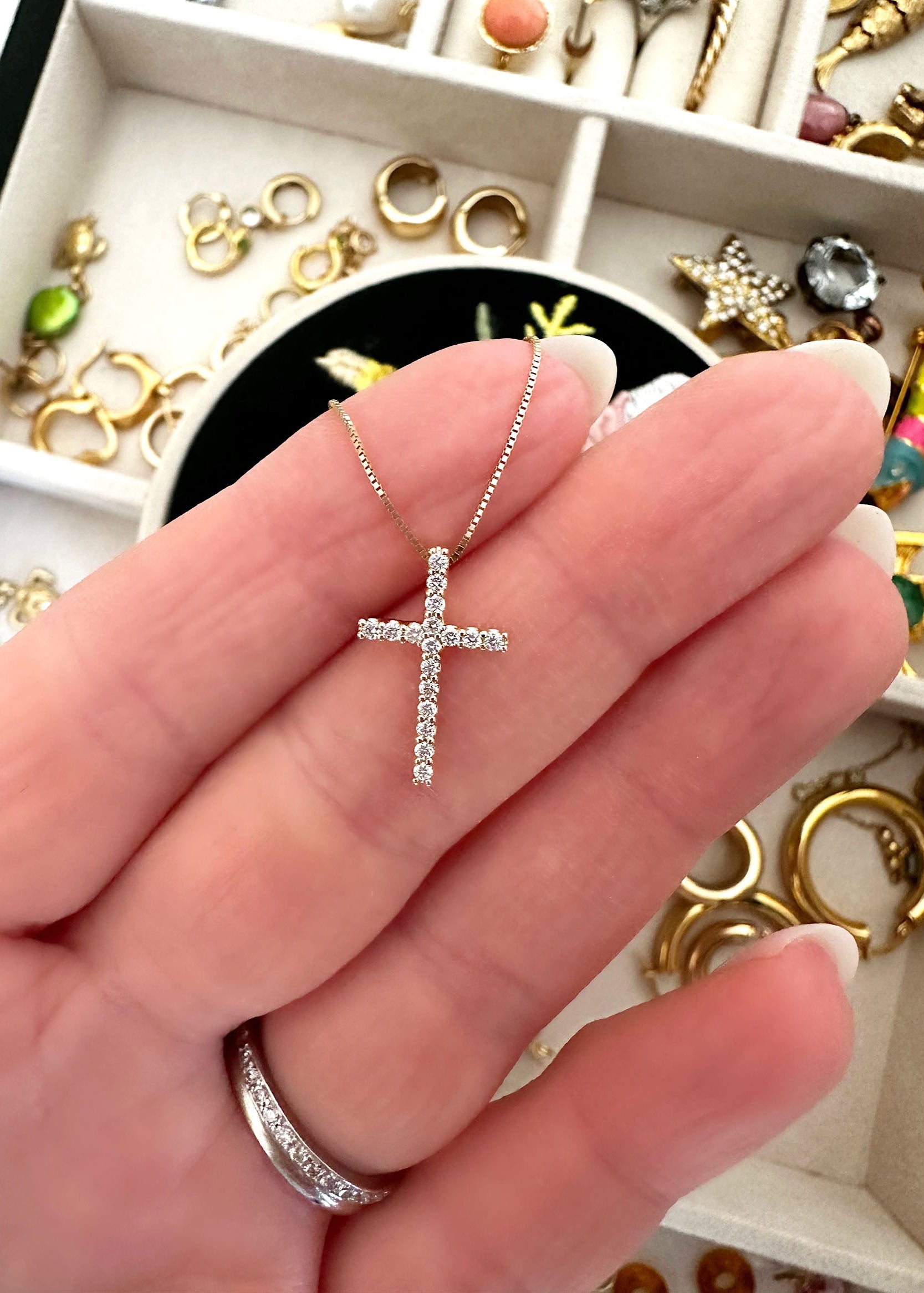 Diamond Cross Necklace - 14k Gold
