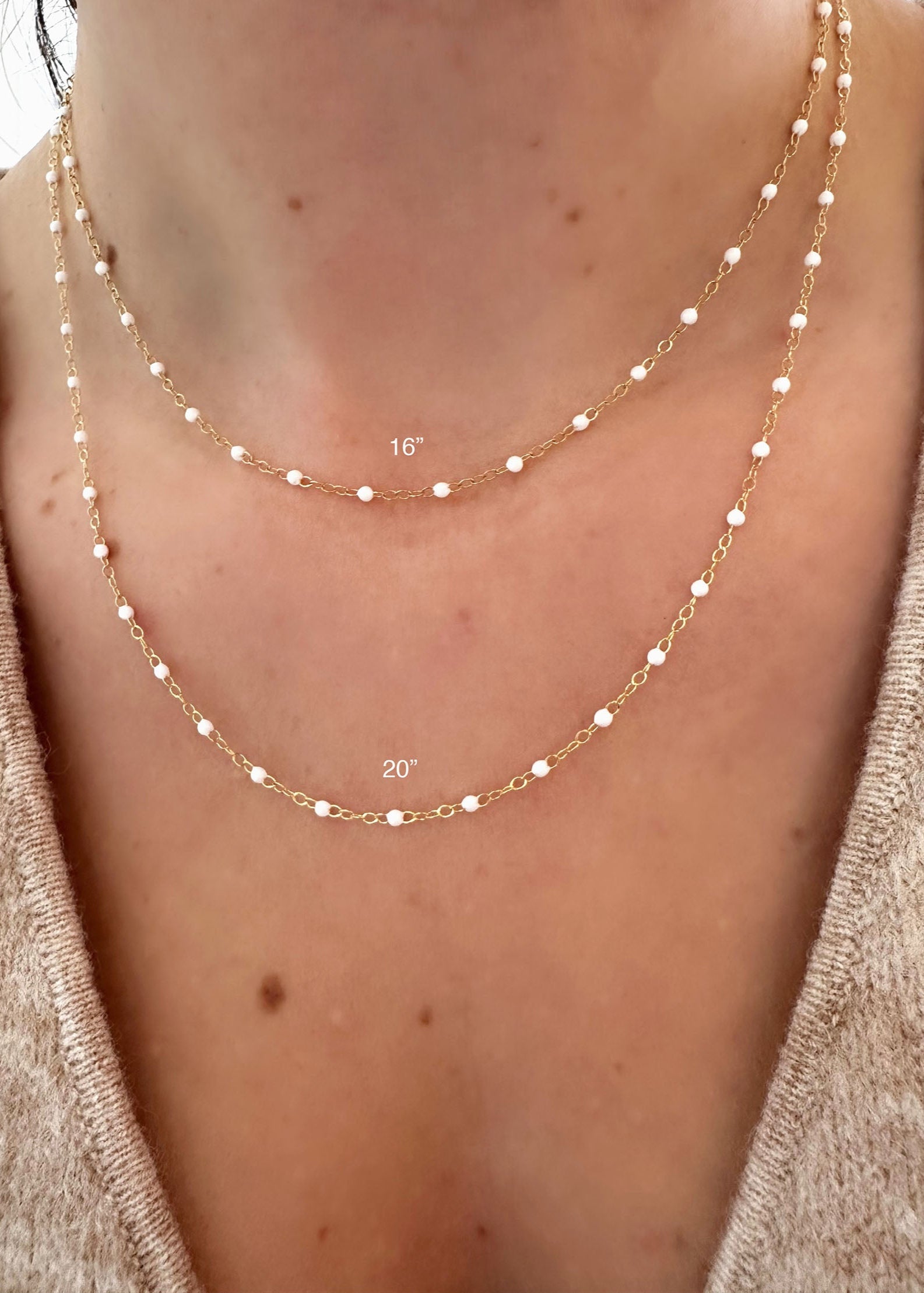 Enamel Necklace (White) - 14k Gold