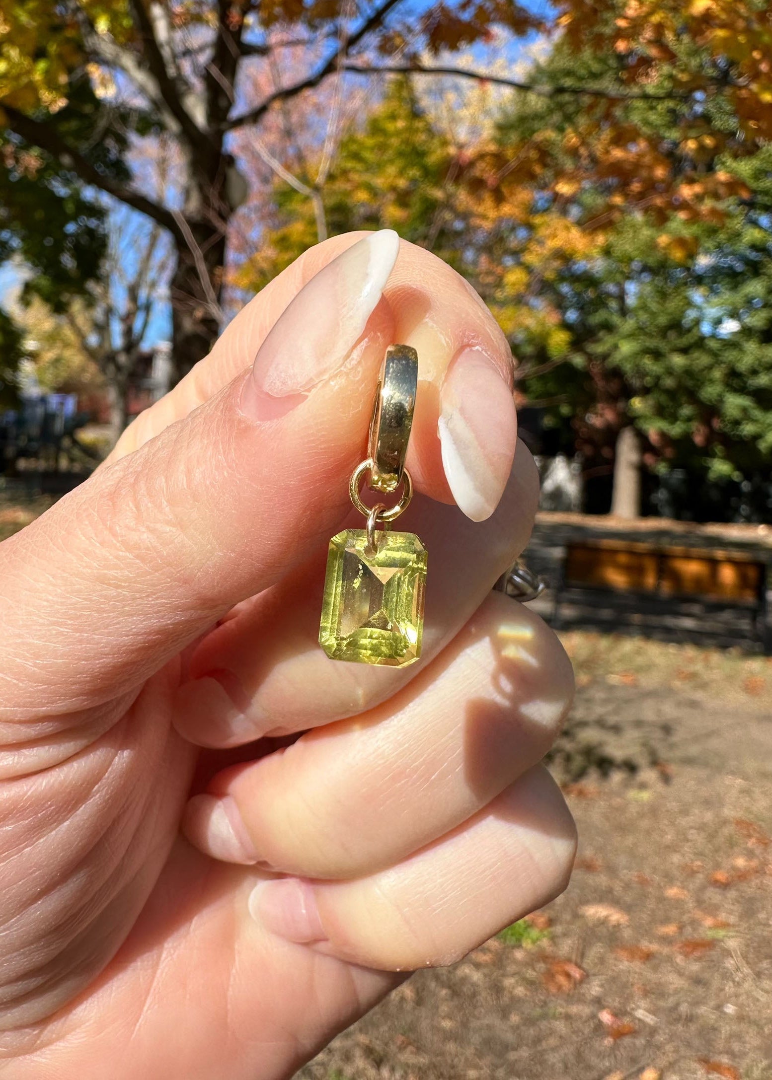 Lemon Lime Quartz Hoop Charms