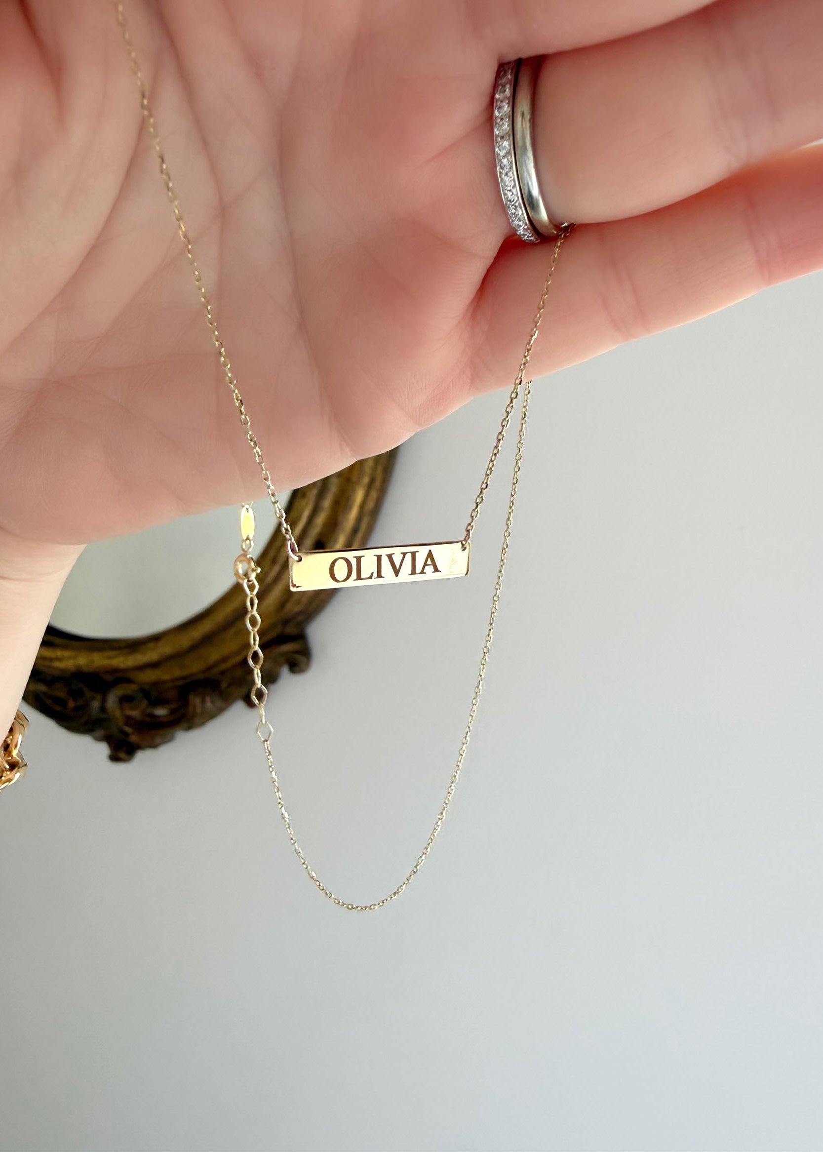 Name Plate Necklace - 10k Solid Gold