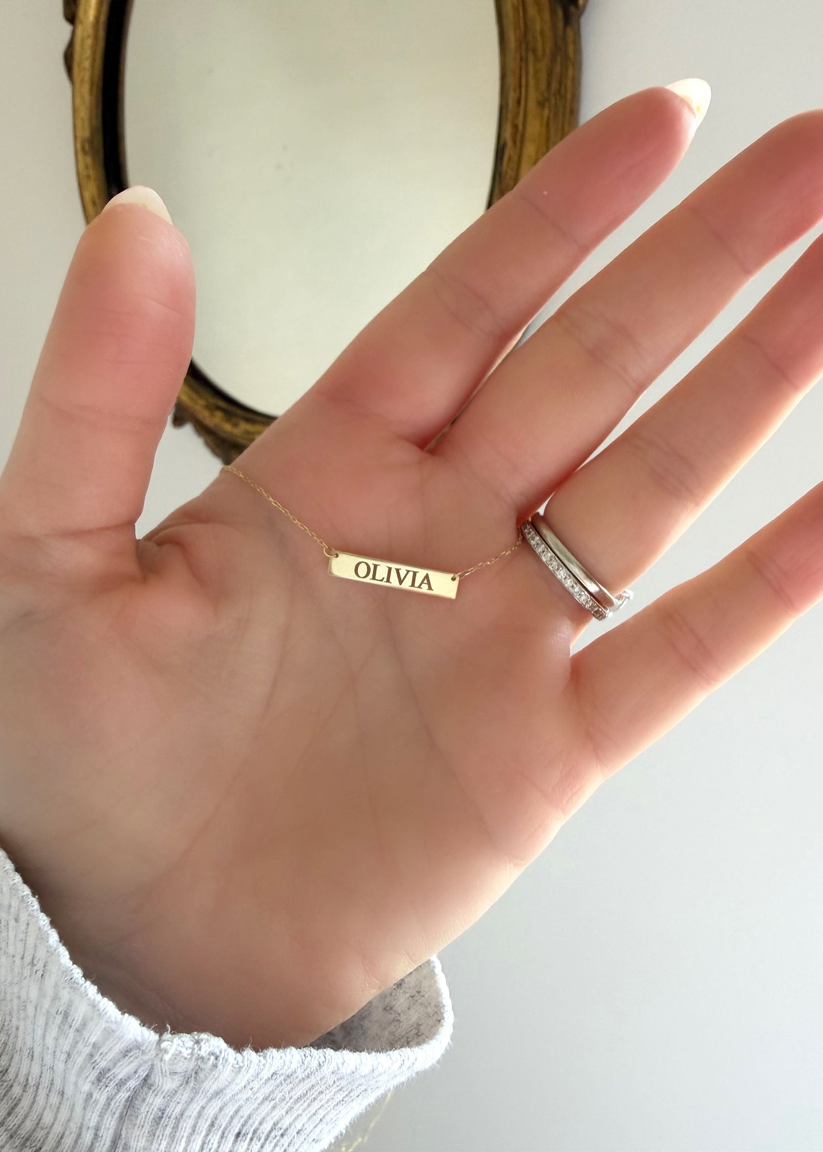 Name Plate Necklace - 10k Solid Gold