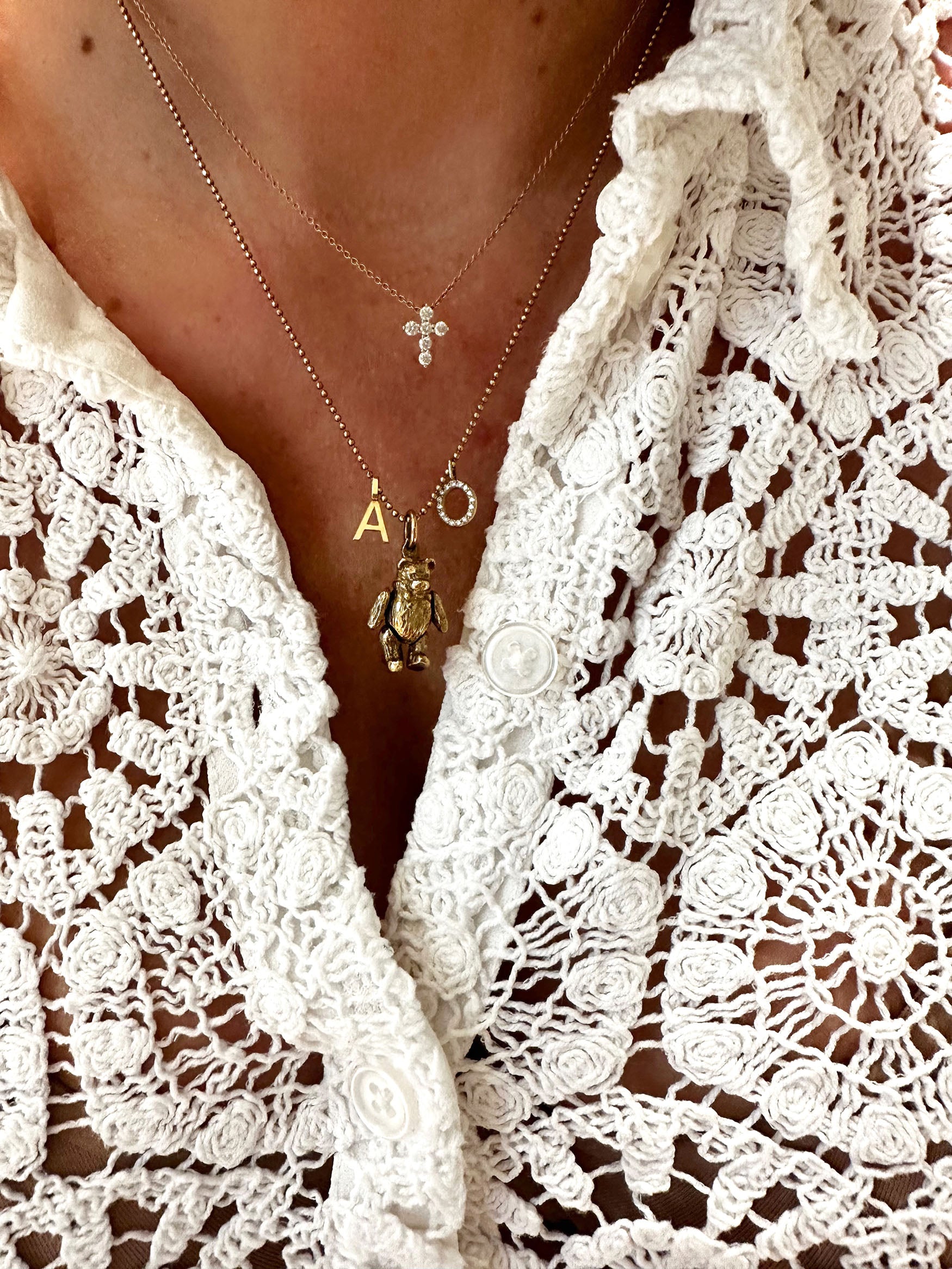 Micro Diamond Cross Necklace - 14k Solid Gold