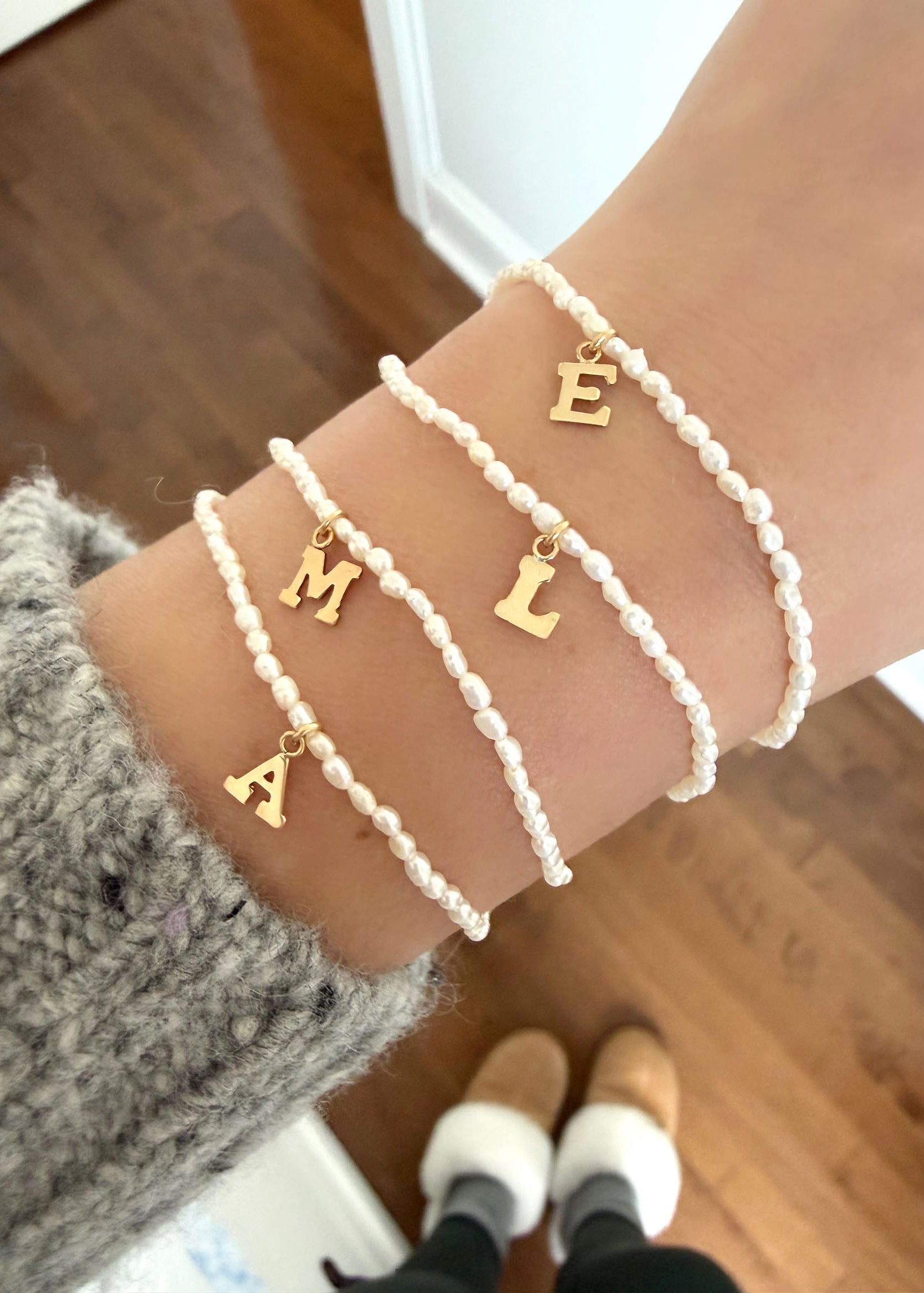 Initial Mini Pearl Bracelet