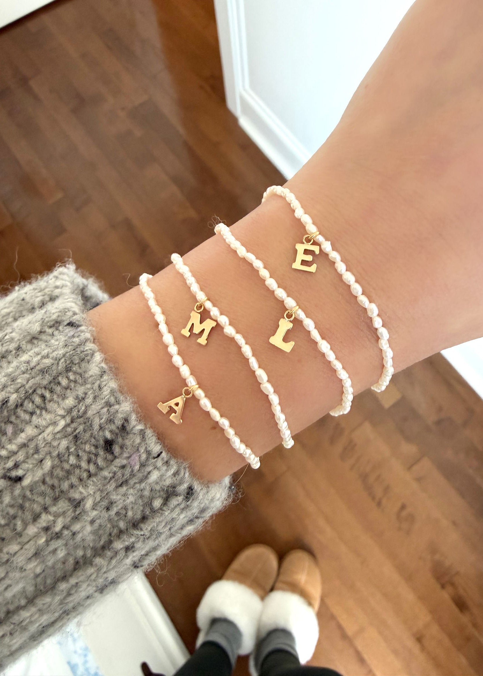 Initial Mini Pearl Bracelet