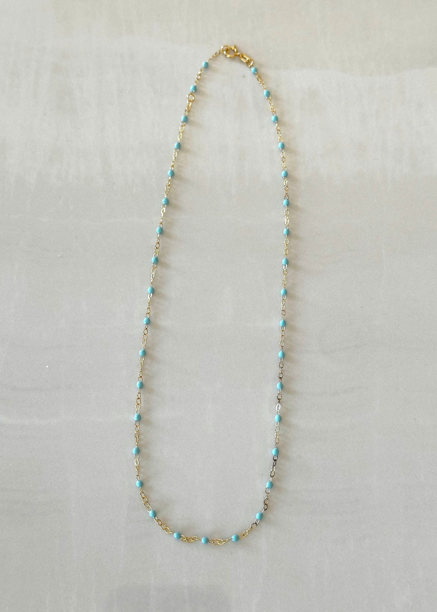 Enamel Necklace (Turquoise) - 14k Gold