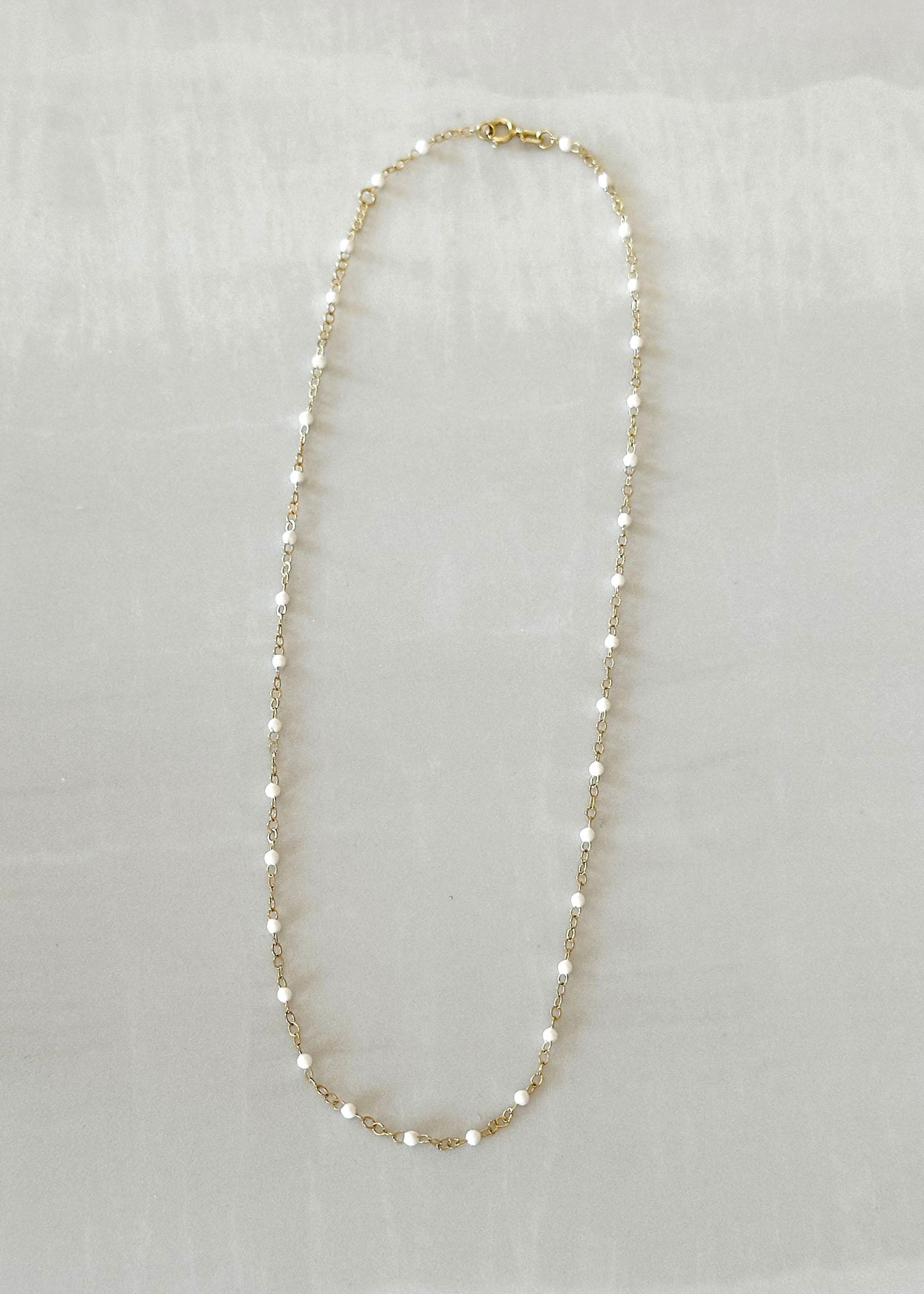 Enamel Necklace (White) - 14k Gold