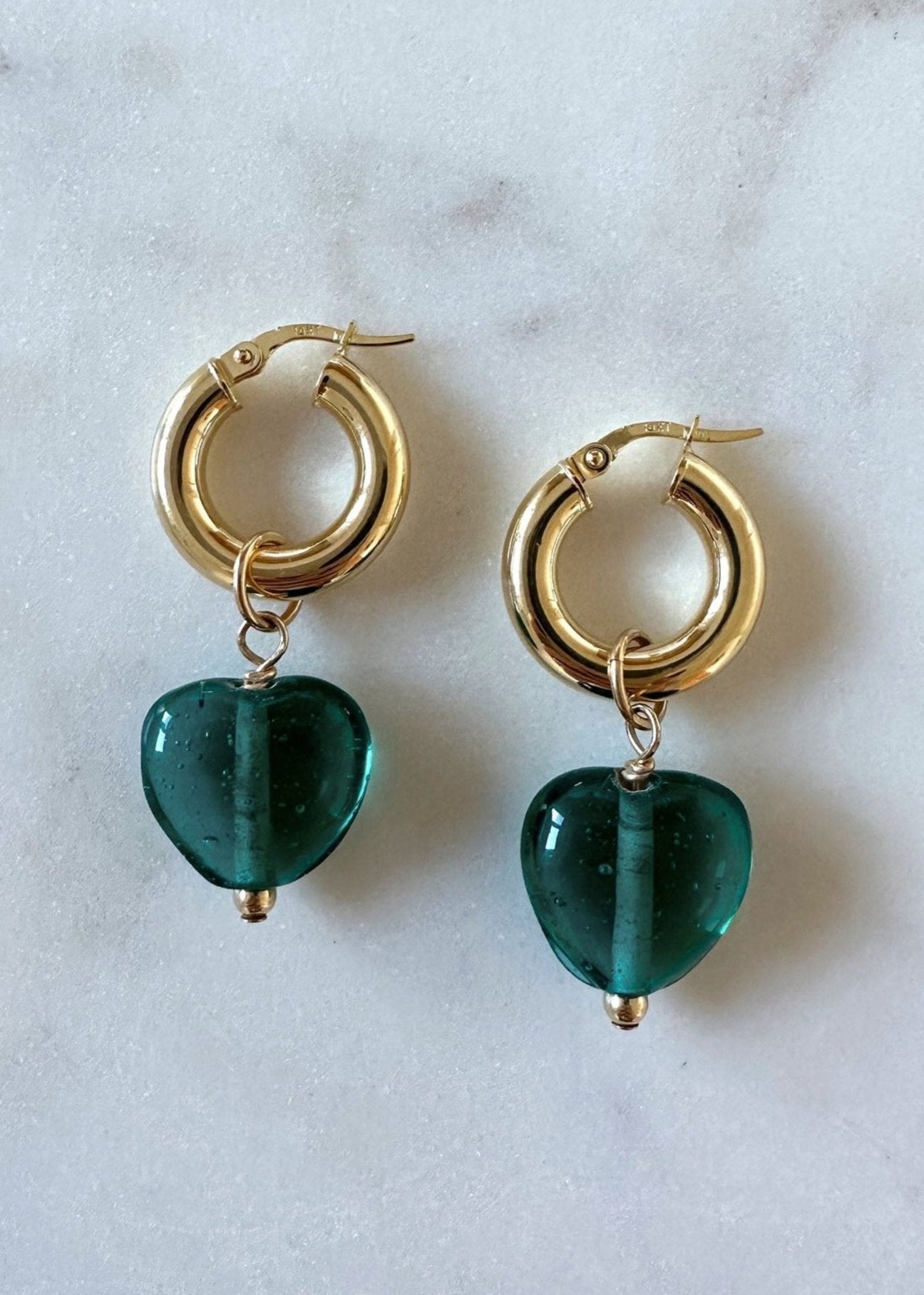 Charms de cerceau de coeur vert