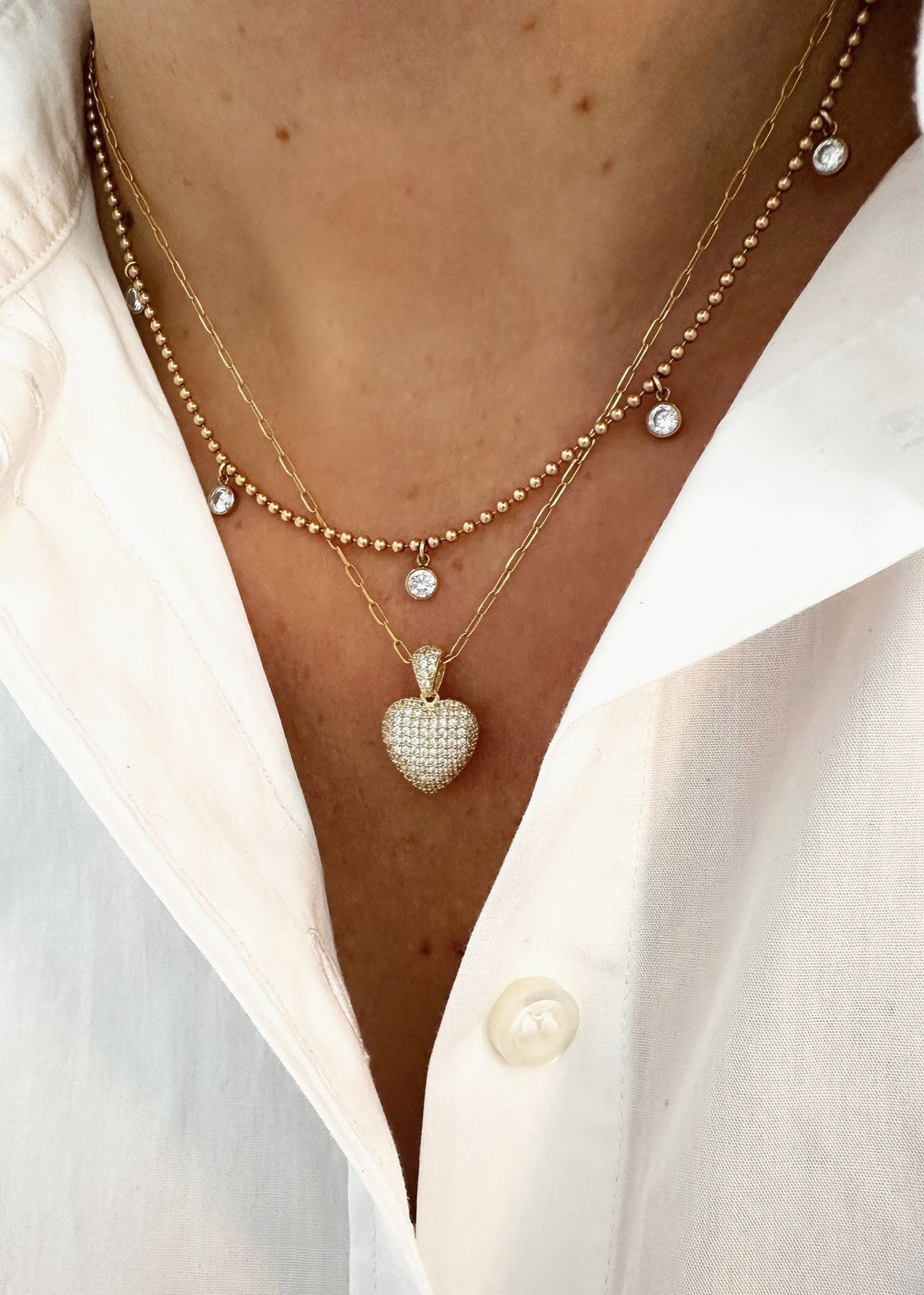 Crystal Heart Pendant (10k Solid Gold)