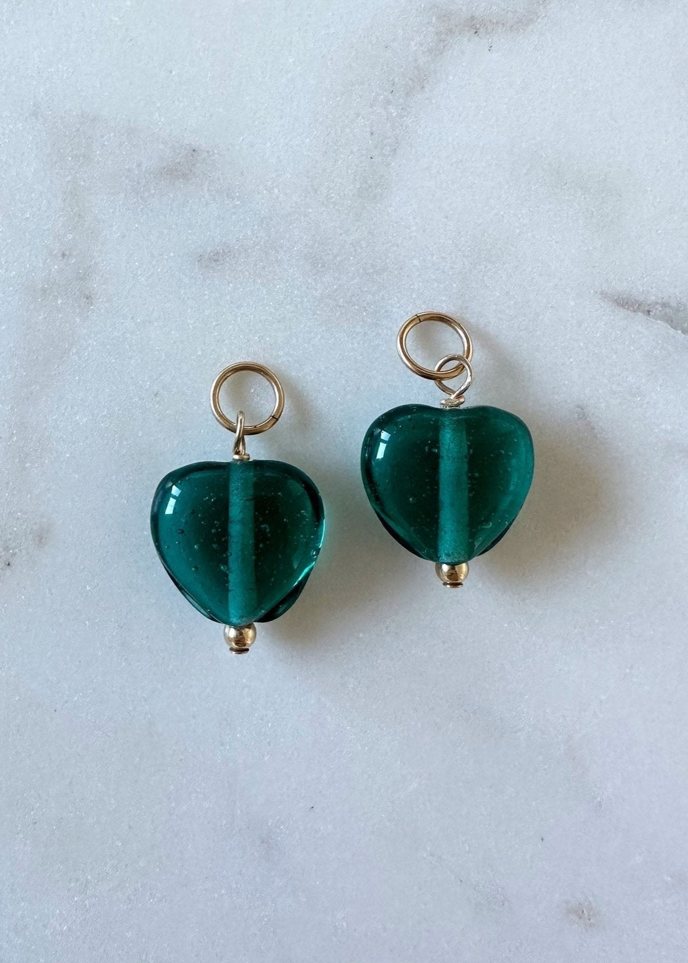 Green Heart Hoop Charms