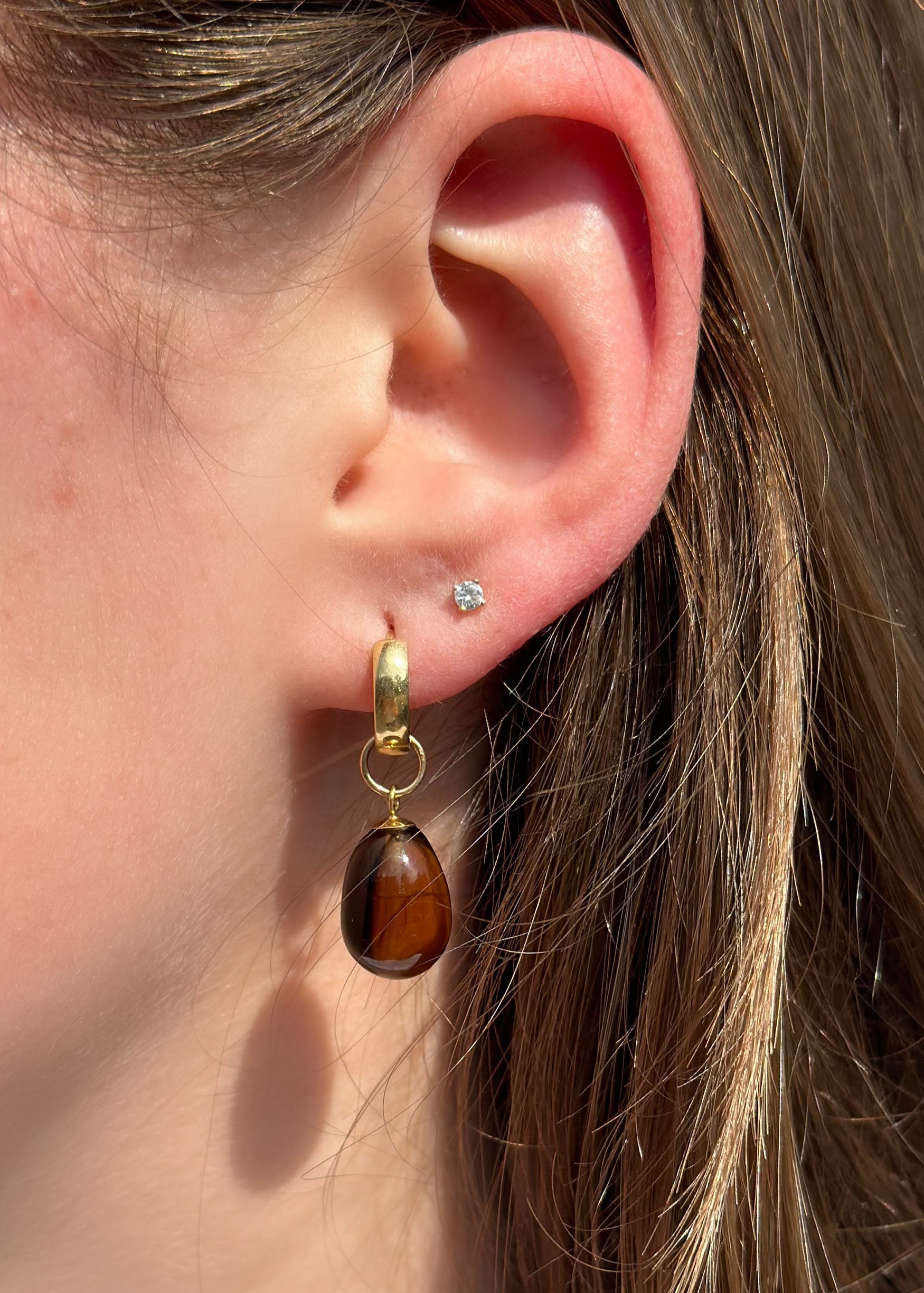 Cognac Quartz Hoop Charms