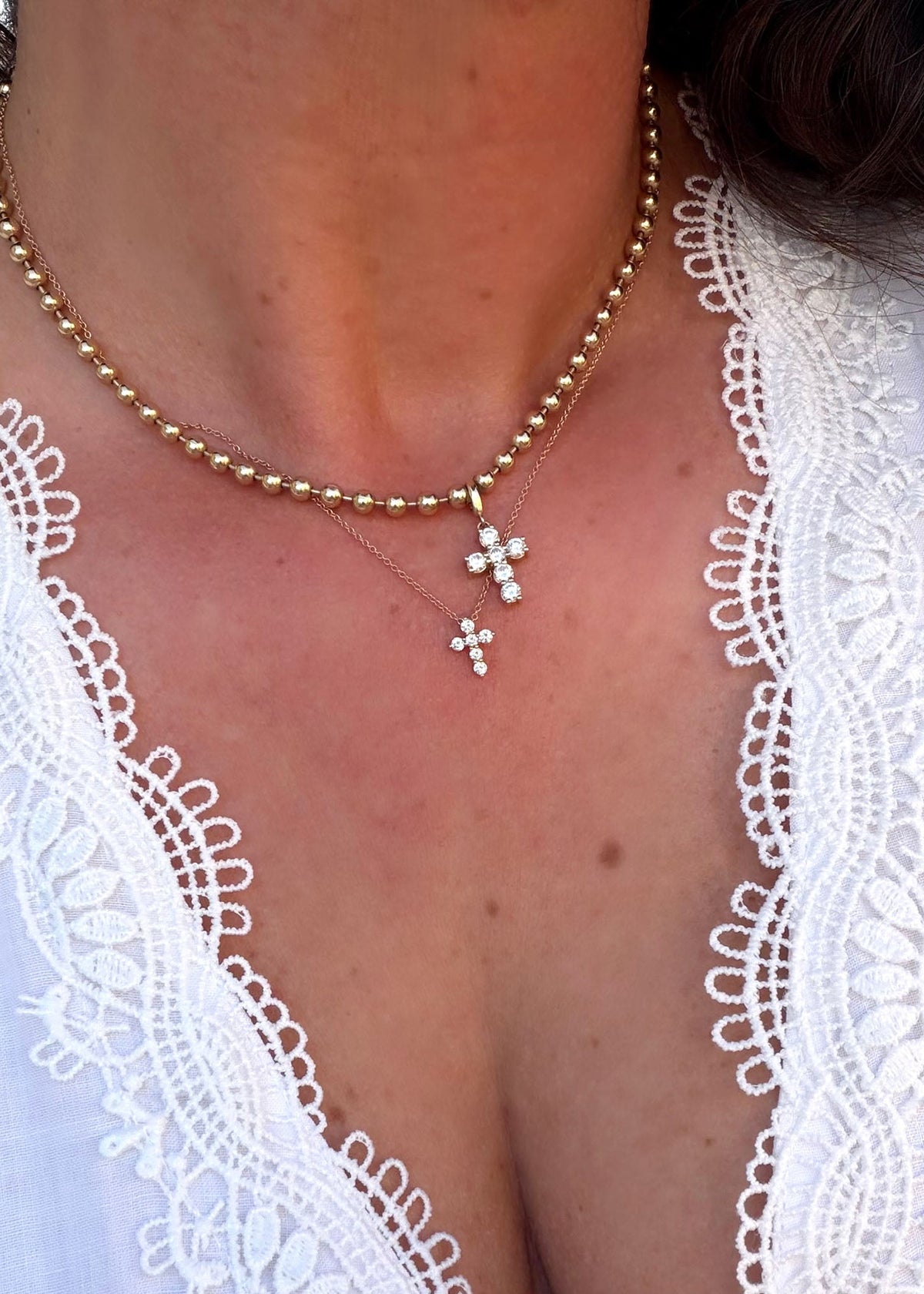 Diamond Cross Charm - 14k Gold