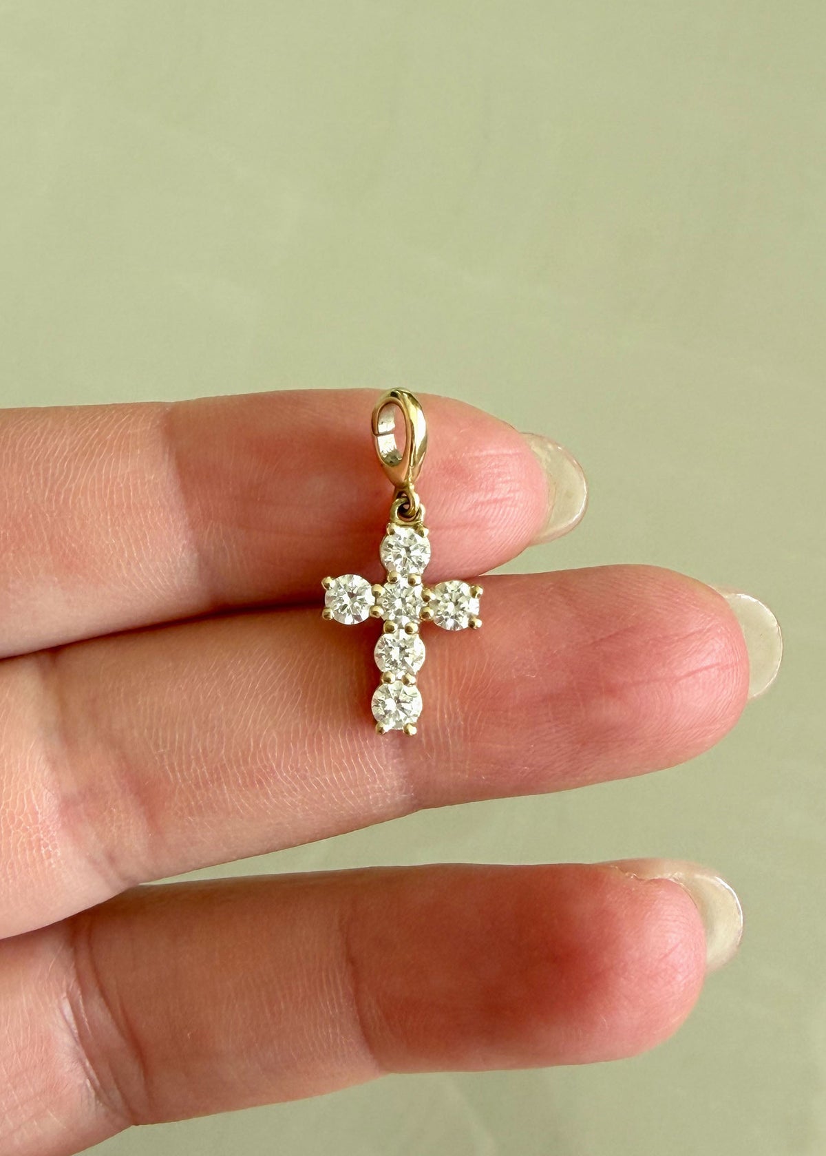 Diamond Cross Charm - 14k Gold