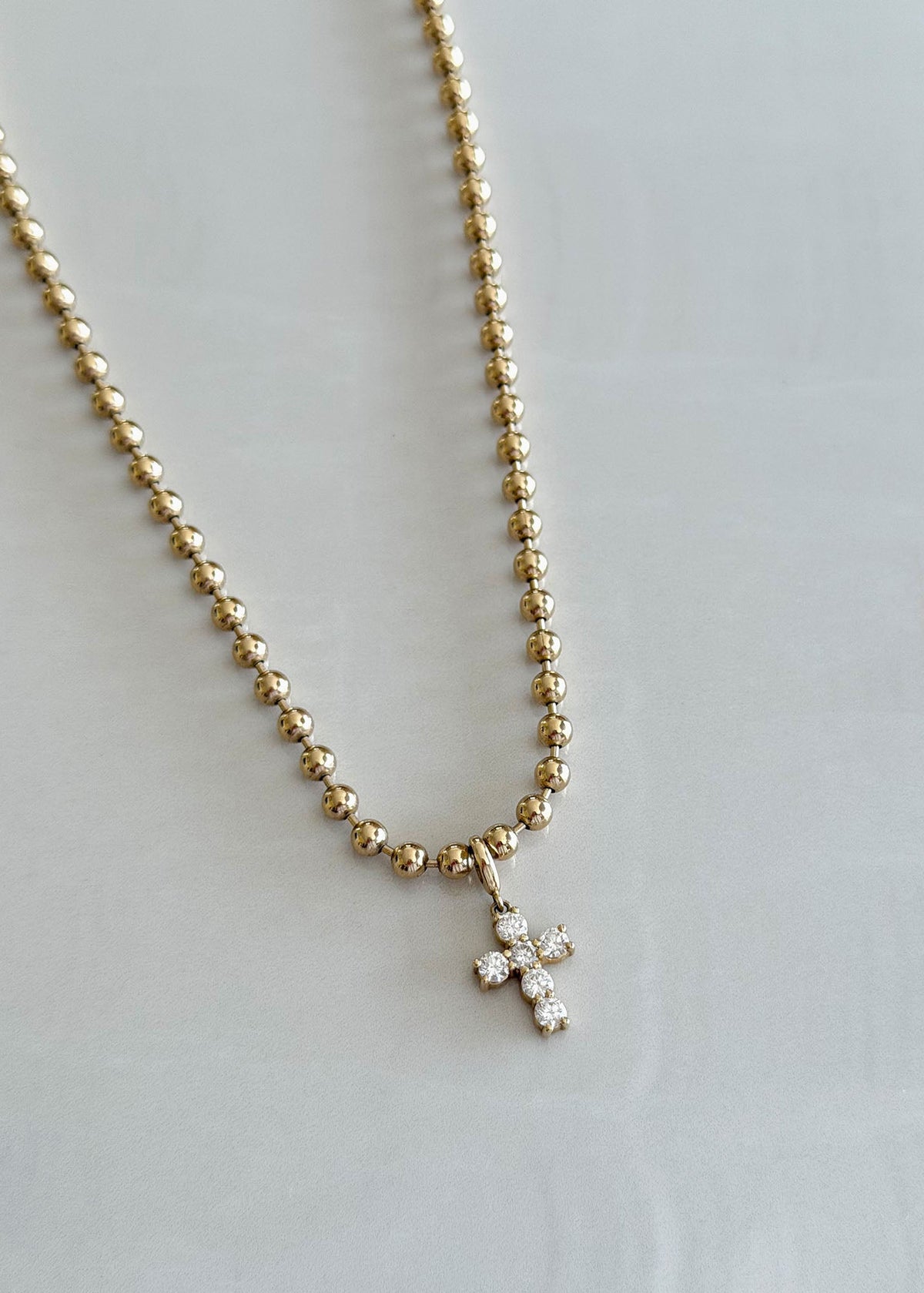 Diamond Cross Charm - 14k Gold