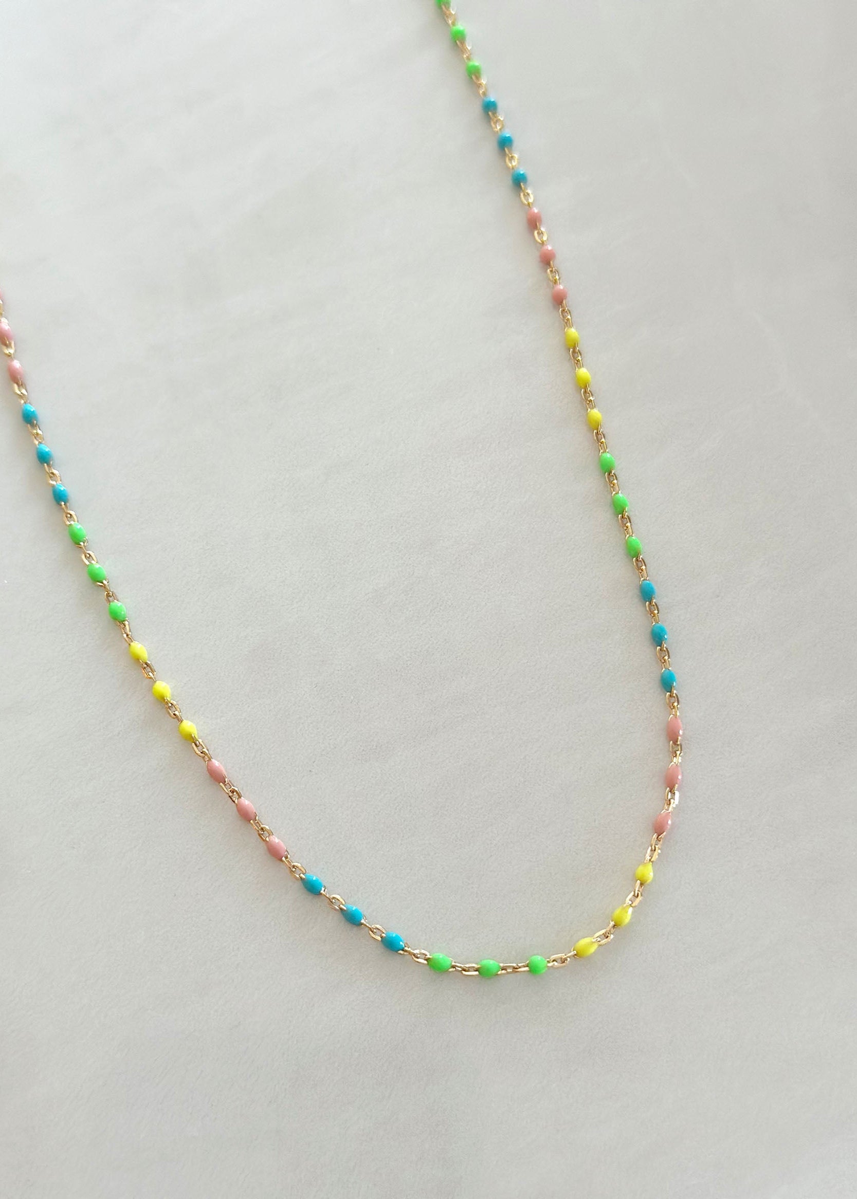 Multicolor Enamel Necklace - 14k Gold Filled
