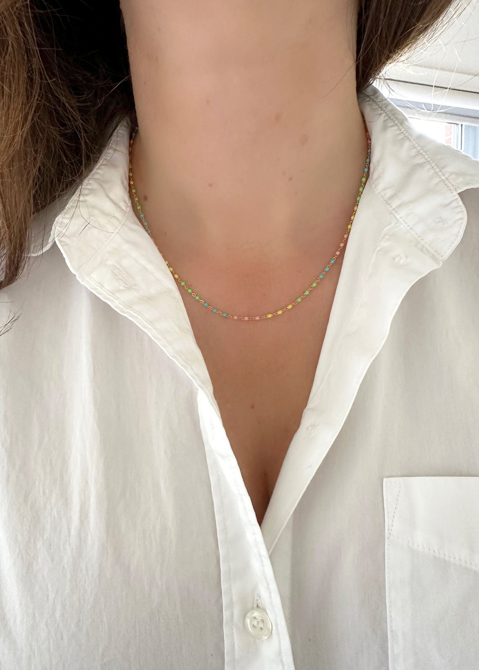 Multicolor Enamel Necklace - 14k Gold Filled
