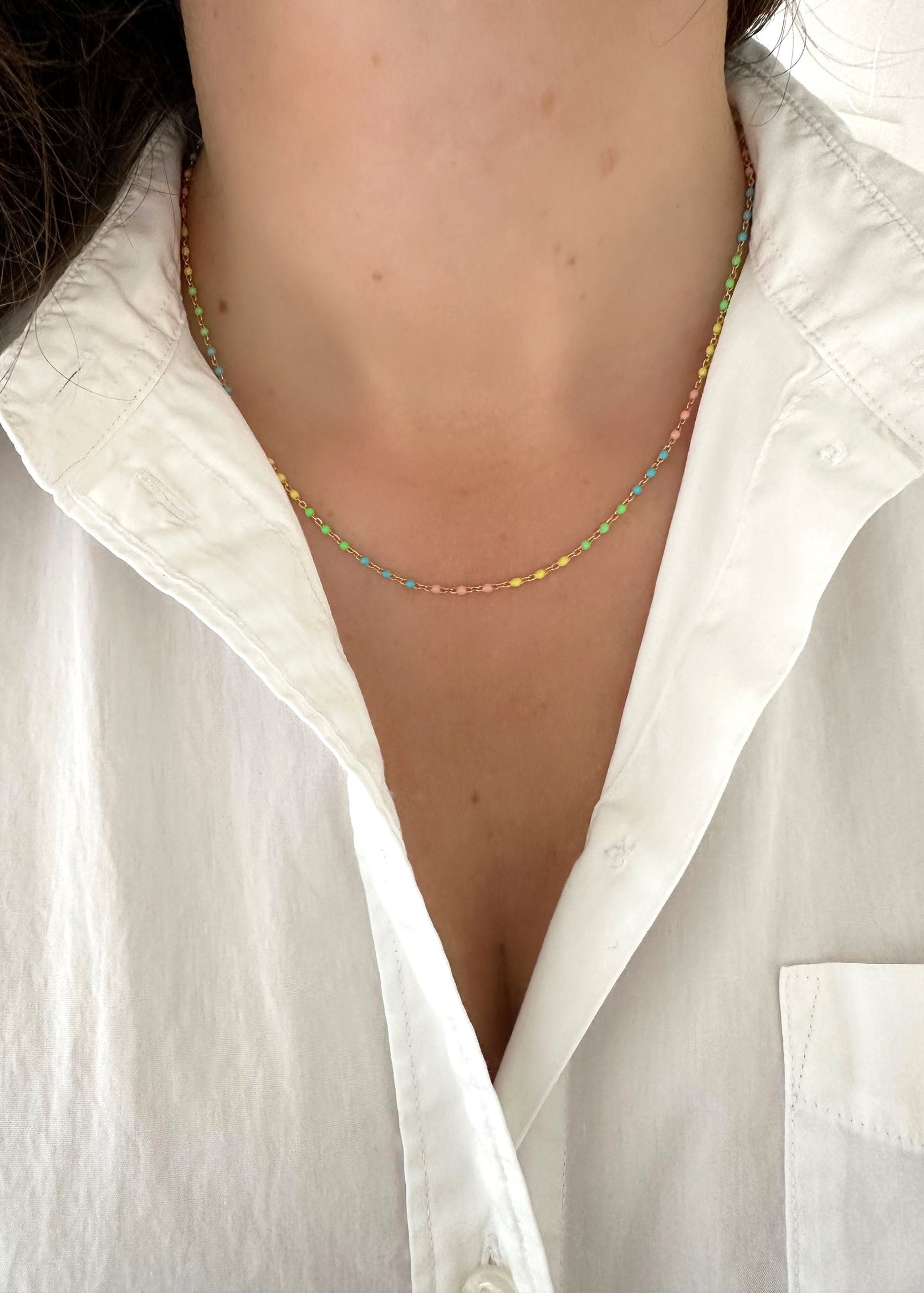Multicolor Enamel Necklace - 14k Gold Filled