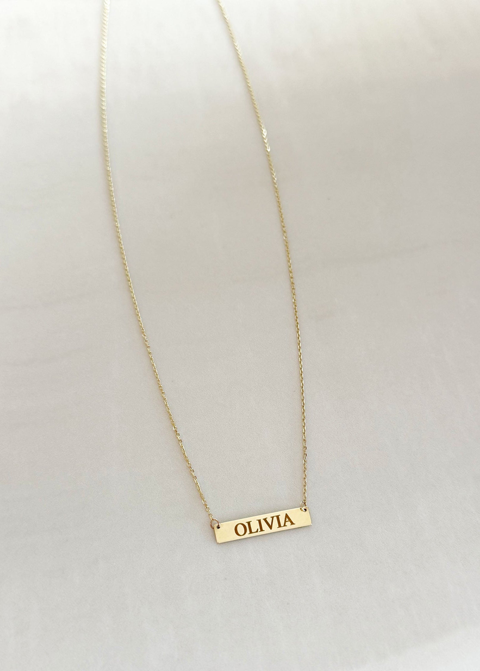 Name Plate Necklace - 10k Solid Gold