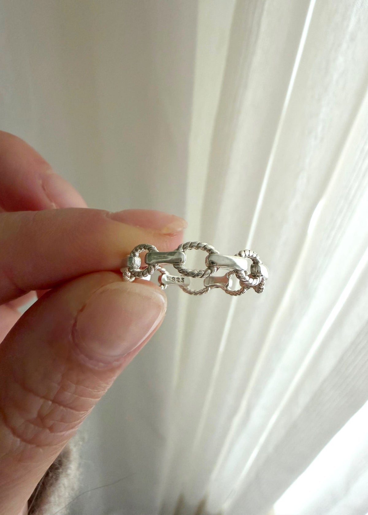Twisted Rectangular Ring - Silver