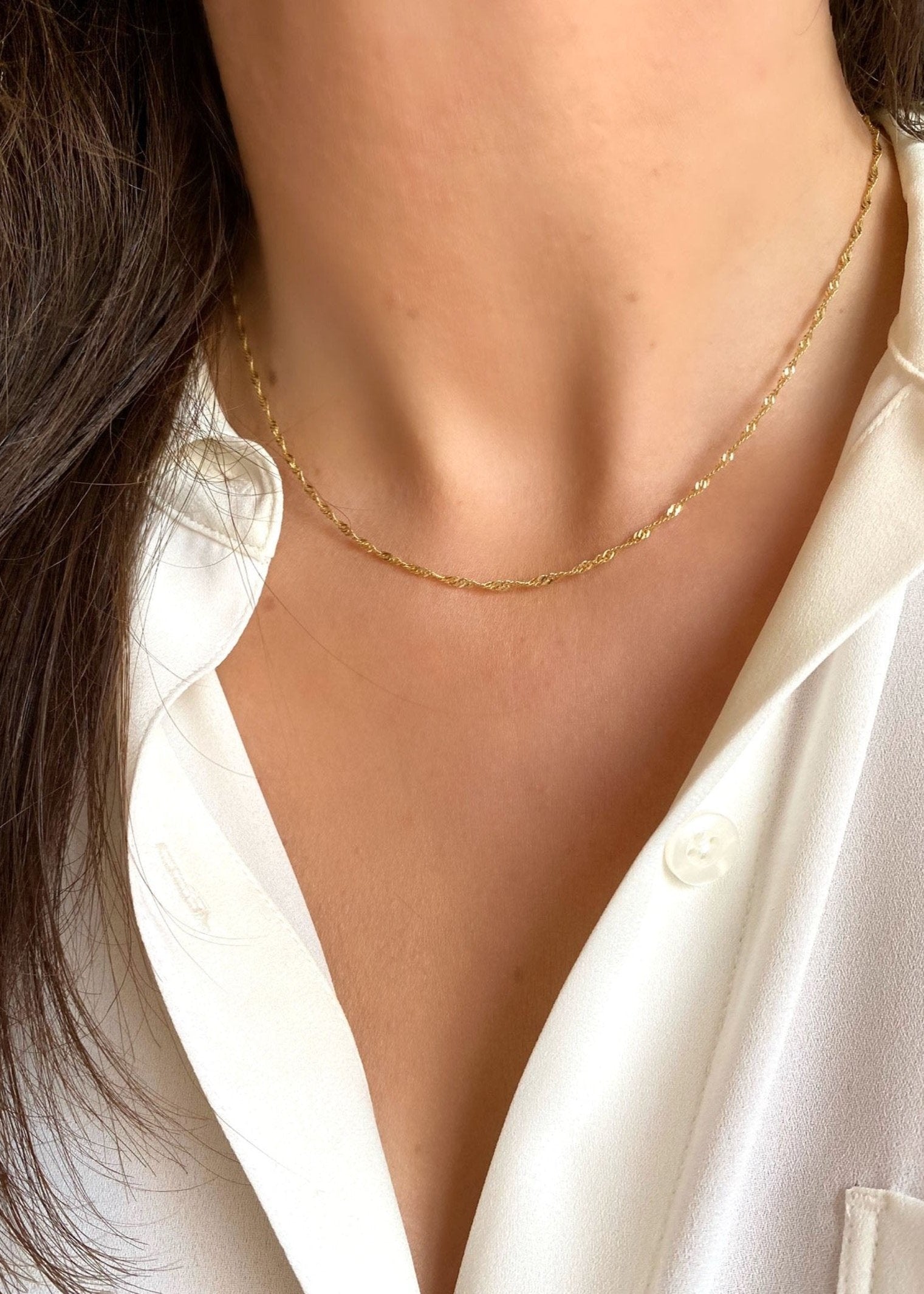 Singapore Gold Necklace (10k Solid Gold)